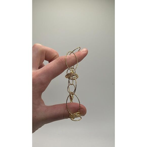 Textured Vermeil Gold Ring Bracelet - Picture 4 of 7